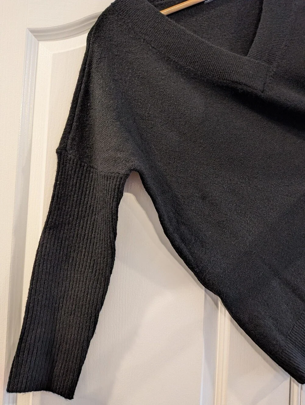 Hatch Eva Maternity Sweater Black V-Neck Wool Blend Minimalist Luxury Size XL